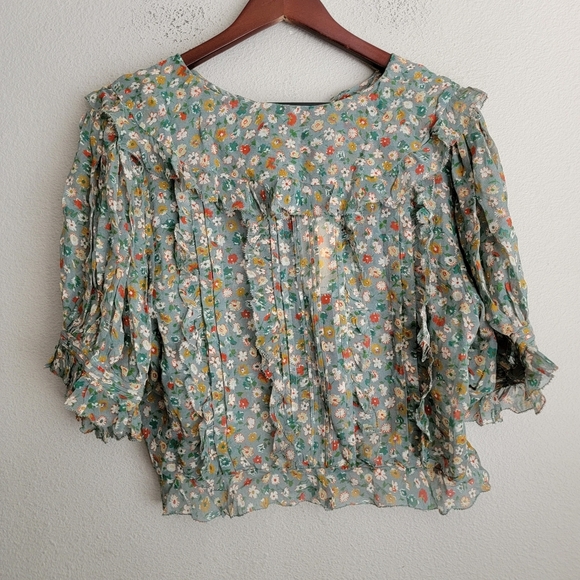 Doen Selma Top in Sarcelle Tasha Garden size XL NWT - Picture 8 of 11